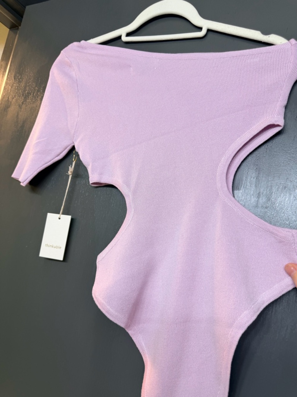Think! Lavender/pink Cutout Bodysuit Top